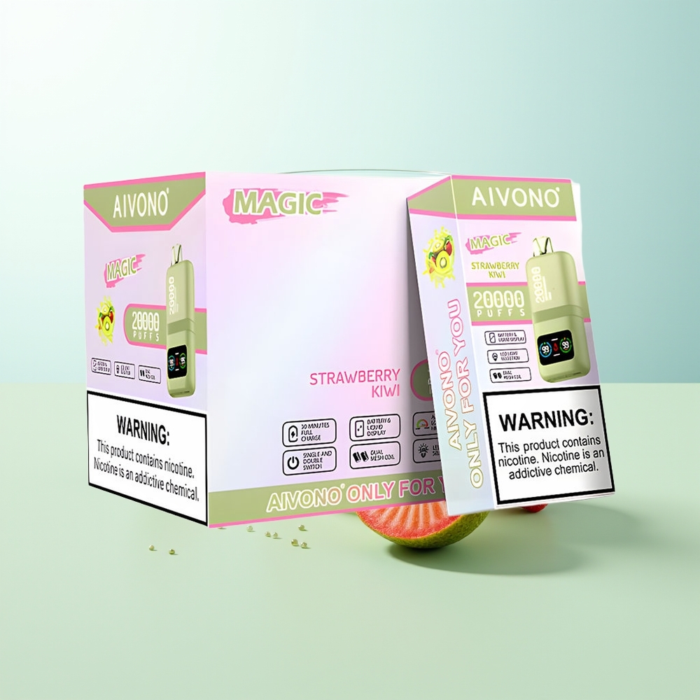 Aivono AIM MAGIC 20000 Puffs Fresa Kiwi Recargable LCD Dual Mesh