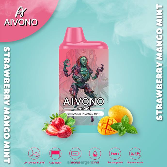 Aivono AIM MAGIC cigarrillo de caja de 5800 bocas fresa mango menta - T88697 Aivono Vaper