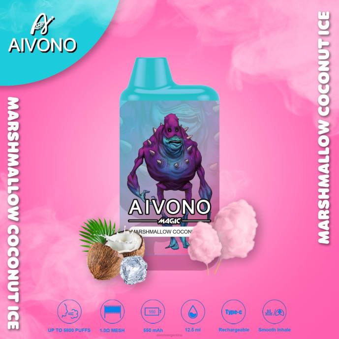 Aivono AIM MAGIC cigarrillo de caja de 5800 bocas hielo de coco de malvavisco - T88695 Aivono Reseñas