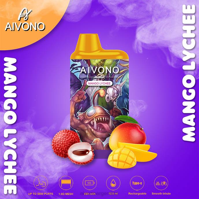 Aivono AIM MAGIC cigarrillo de caja de 5800 bocas lichi de mango - T88698 Aivono Reseñas
