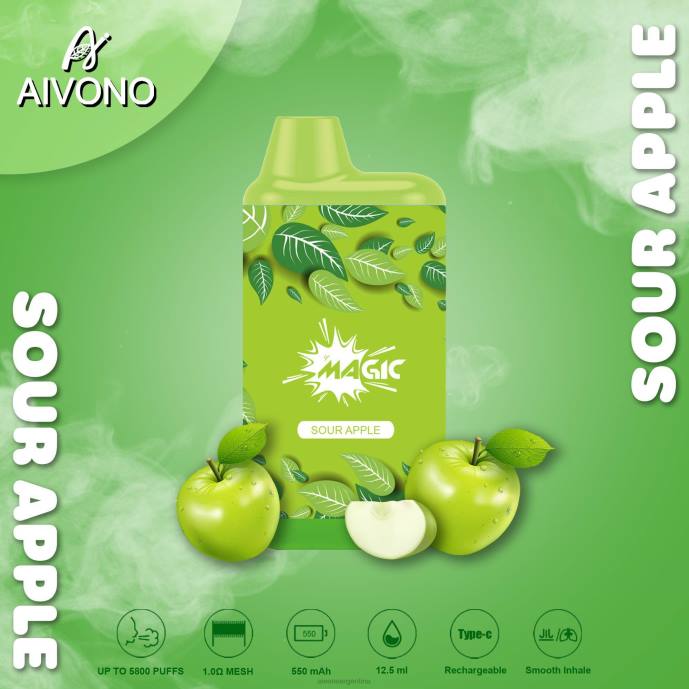 Aivono AIM MAGIC cigarrillo de caja de 5800 bocas manzana agria - T88687 Aivono Argentina