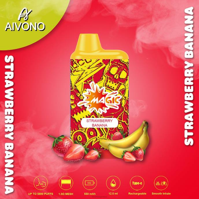 Aivono AIM MAGIC cigarrillo de caja de 5800 bocas plátano fresa - T88693 Aivono Argentina