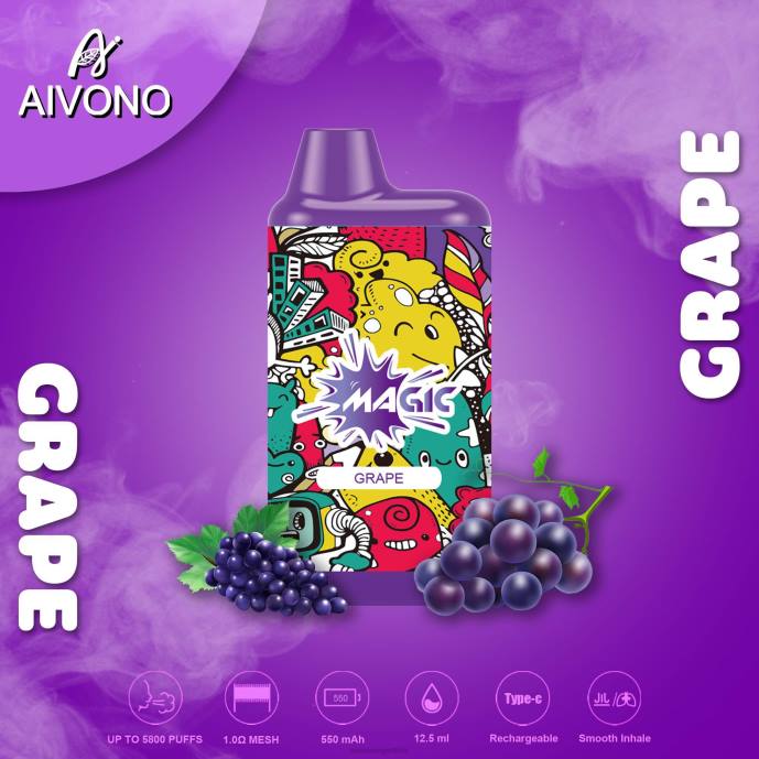 Aivono AIM MAGIC cigarrillo de caja de 5800 bocas uva - T88692 Aivono Reseñas