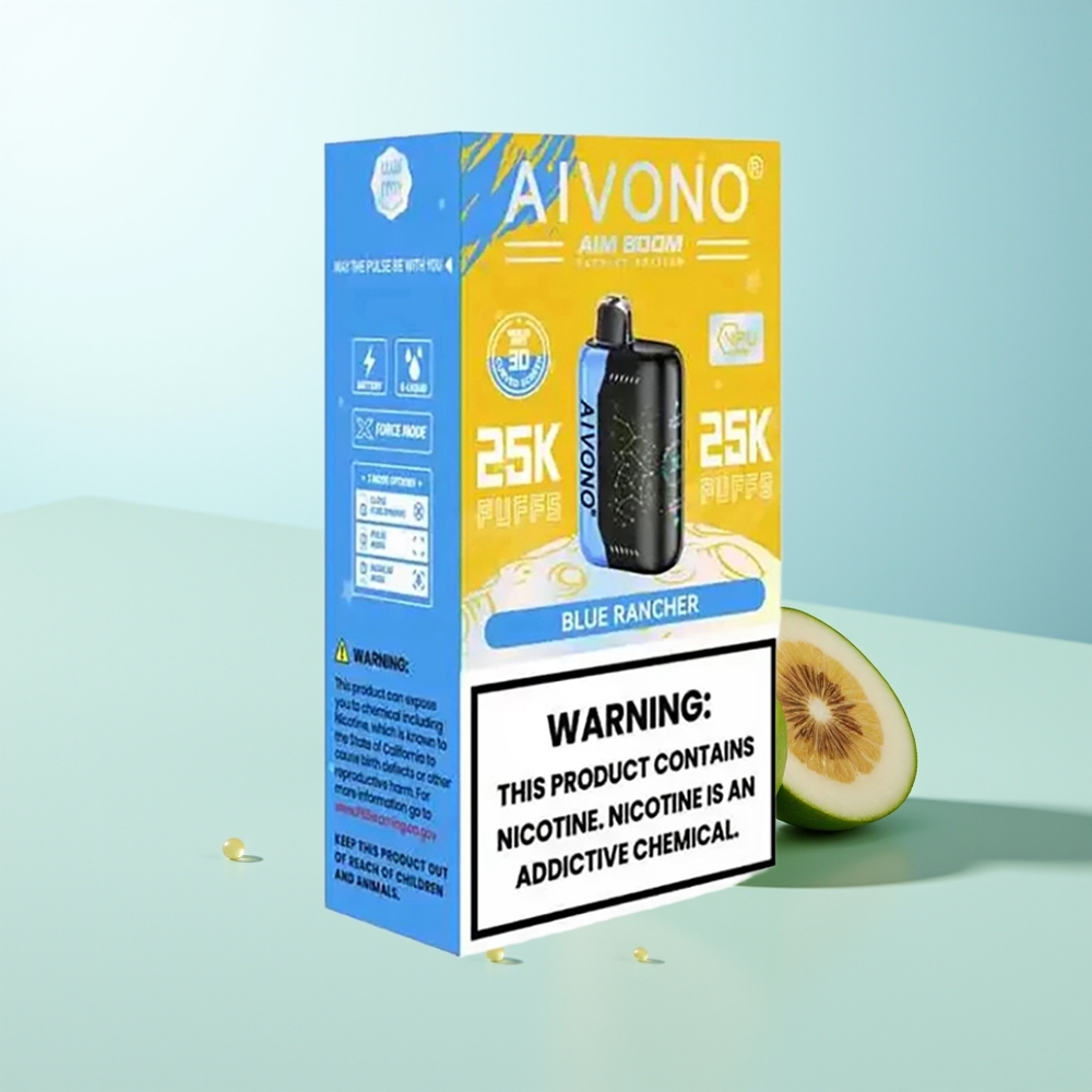 Aivono Aim Boom 25000 Puffs Blue Rancher 0-5 Nicotina 28ml 650mAh 12ohm Tipo-C 90g
