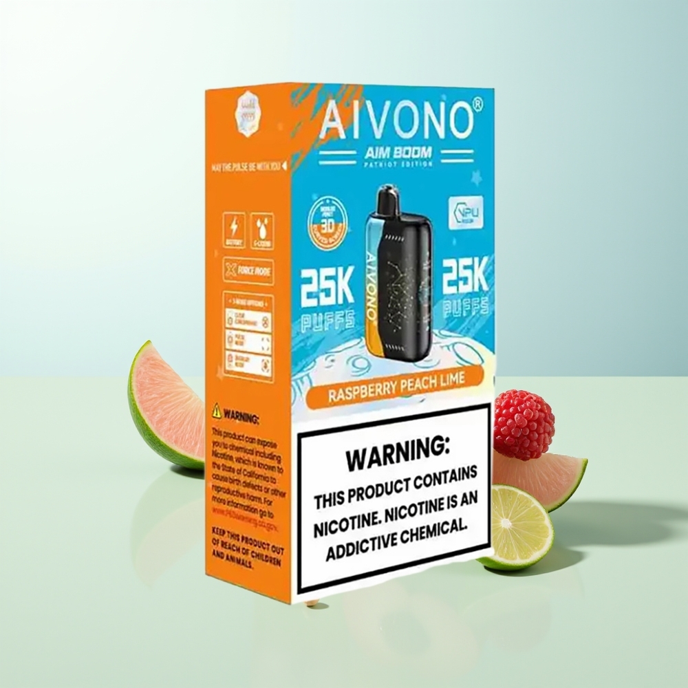 Aivono Aim Boom 25000 Puffs Frambuesa Melocotón Lima 28ml 650mAh 12ohm Tipo-C