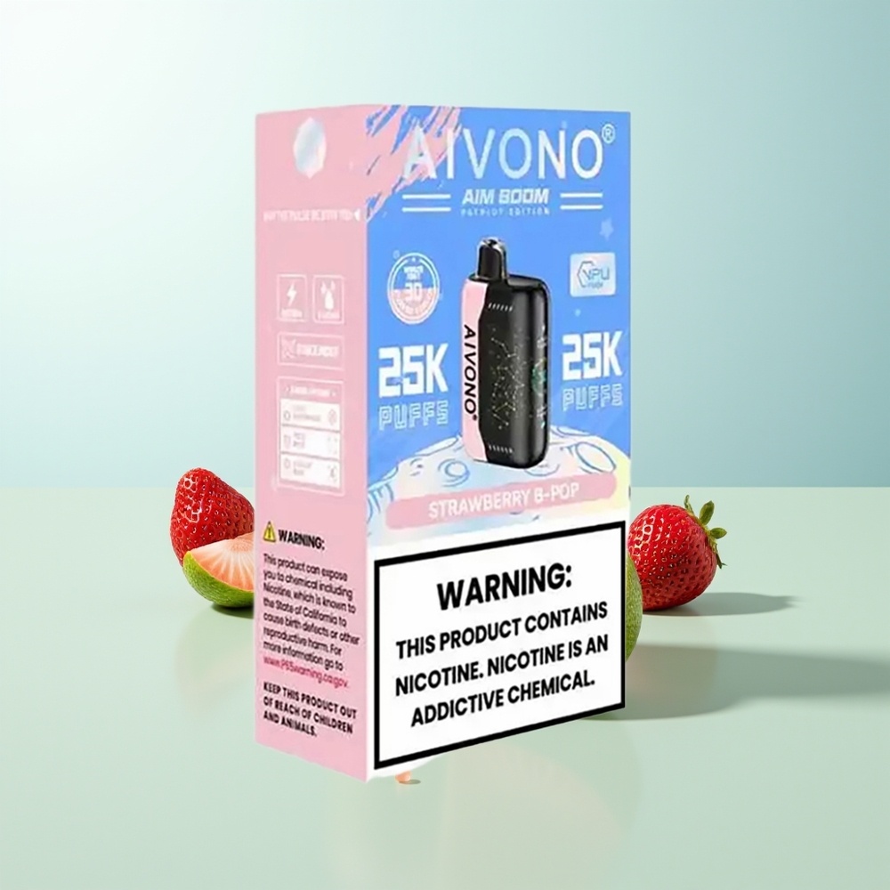 Aivono Aim Boom 25000 Puffs Fresa B Pop 0 2 3 5 28ml 650mAh 12ohm Tipo-C 90g