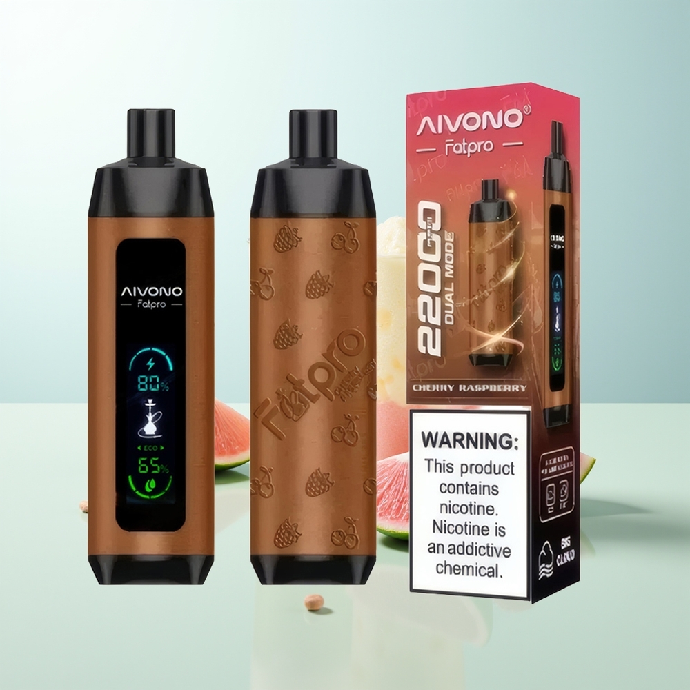 Aivono Aim Fatpro 22000 Puffs Vape Disposable Cereza Frambuesa 28ml 5 Nicotina 600mAh Recargable 06 ohm Malla Doble Modo Eco/Boost