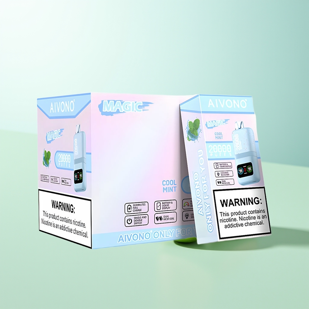 Aivono Aim Magic 20000 Puffs Vape Disposable Menta Refrescante Dual Mesh LCD Recargable