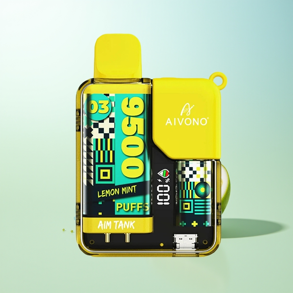 Aivono Aim-Tank 9500 Caladas Vape Limón Menta LCD 18ml 650mAh 12ohm