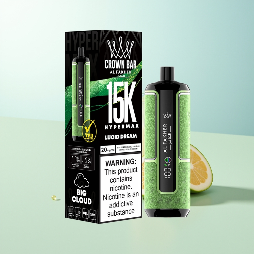 Al Fakher Crown Bar 15K Hipermax Desechable 22ml 6mg Sueño Lúcido