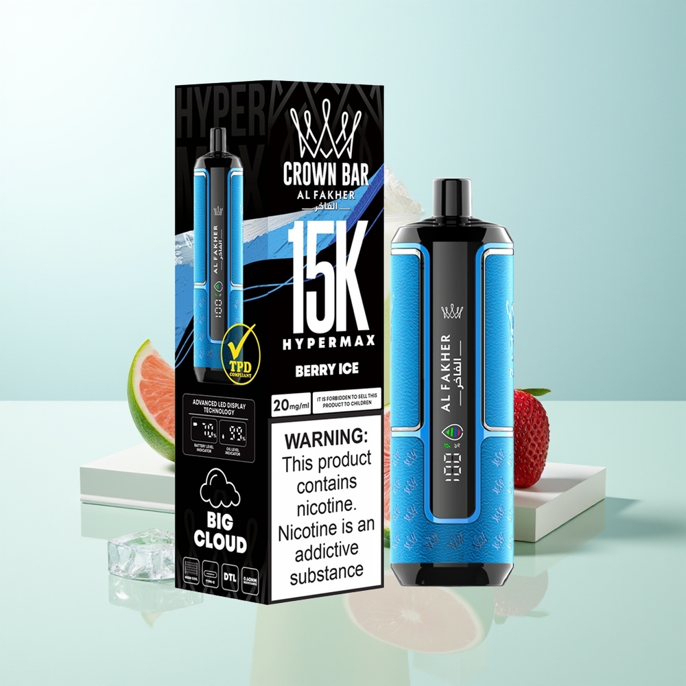Al Fakher Crown Bar 15K Hipermax Desechable Vape Kit Baya Hielo 22ml 600mAh Tipo-C