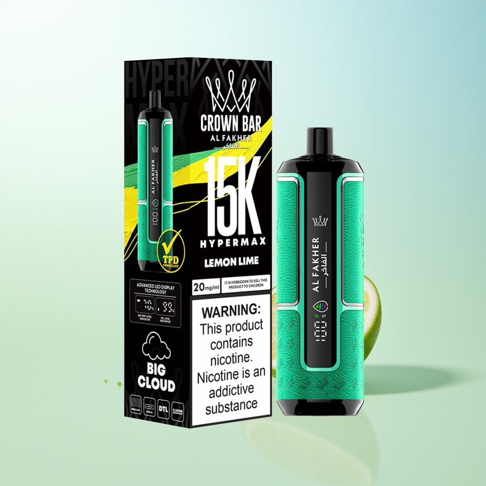 Al Fakher Crown Bar 15K Limón Lima Hipermax Desechable