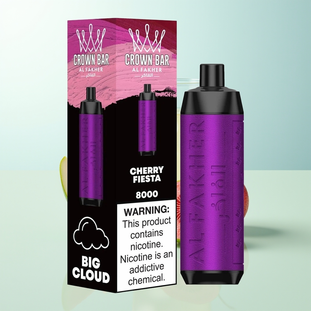 Al Fakher Crown Bar 8000 Cristal Desechable Vape Fiesta Cereza 600mah 18ml 5mg 06ohm