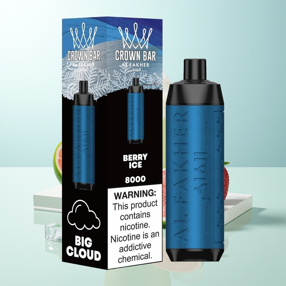 Al Fakher Crown Bar 8000 Cristal Vape Desechable Bayas Hielo 18ml 5mg 06ohm USB-C