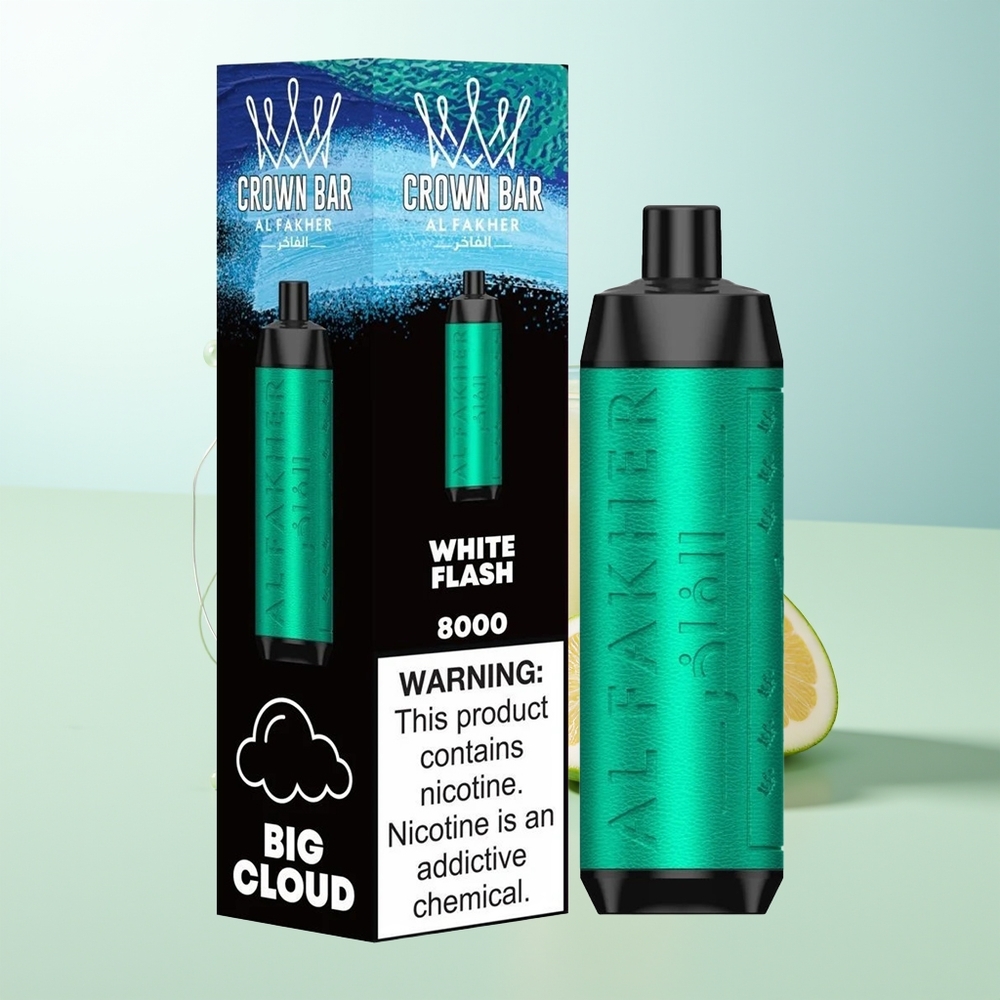Al Fakher Crown Bar 8000 Cristal Vape Desechable Destello Blanco
