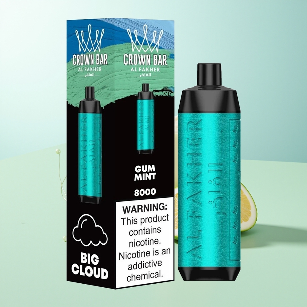Al Fakher Crown Bar 8000 Crystal Vape Desechable Chicle Menta 18ml 5mg 06ohm USB-C 600mAh