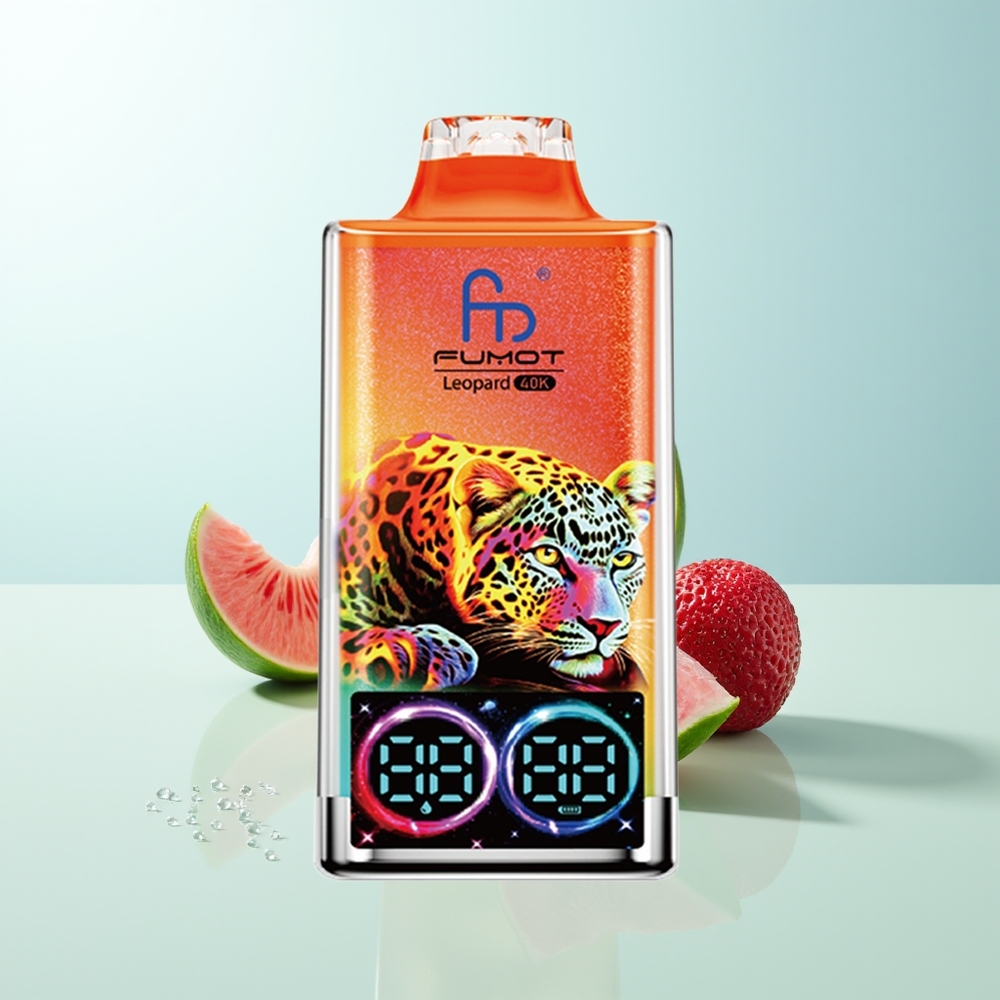 Fumot Leopardo 40K Puffs Vape Desechable Cereza Hielo 5 Nicotina 700mAh Dual Mesh Tipo-C Pantalla Digital