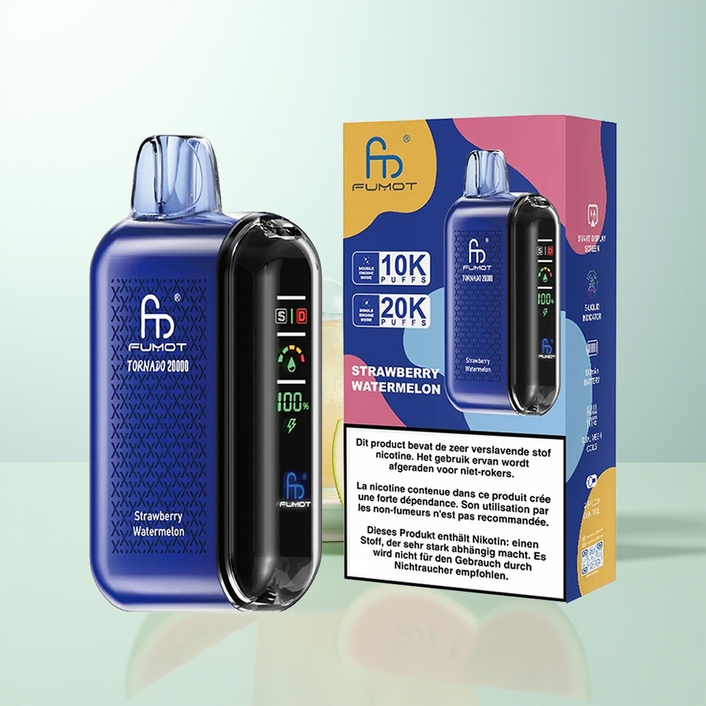 Fumot Tornado 20000 Bocados Fresa Sandía Dual Mesh 20ml Pantalla Inteligente