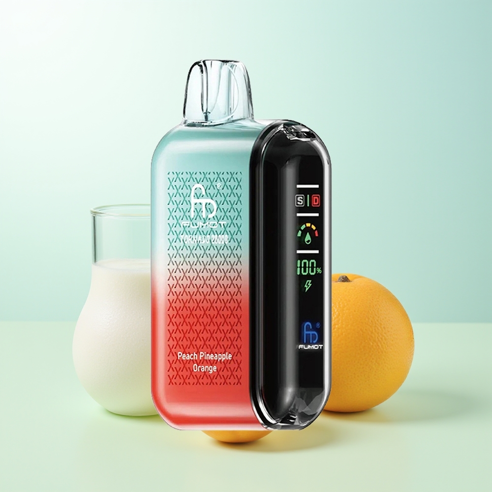 Fumot Tornado 20000 Bocados Melocotón Piña Naranja Dual Mesh Coil 20ml Pantalla Inteligente