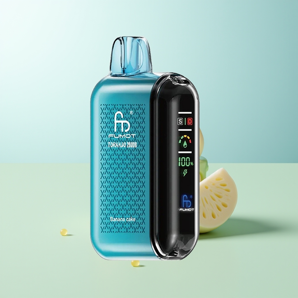Fumot Tornado 20000 Chupadas Pastel de Plátano Dual Mesh Coil Pantalla Inteligente