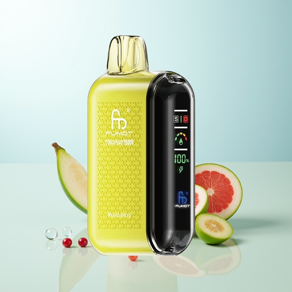 Fumot Tornado 20000 Puffs Baya Mixta Dual Mesh Coil Pantalla Inteligente