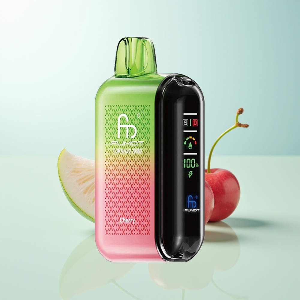 Fumot Tornado 20000 Puffs Cereza Dual Malla Pantalla Inteligente Control de Flujo de Aire
