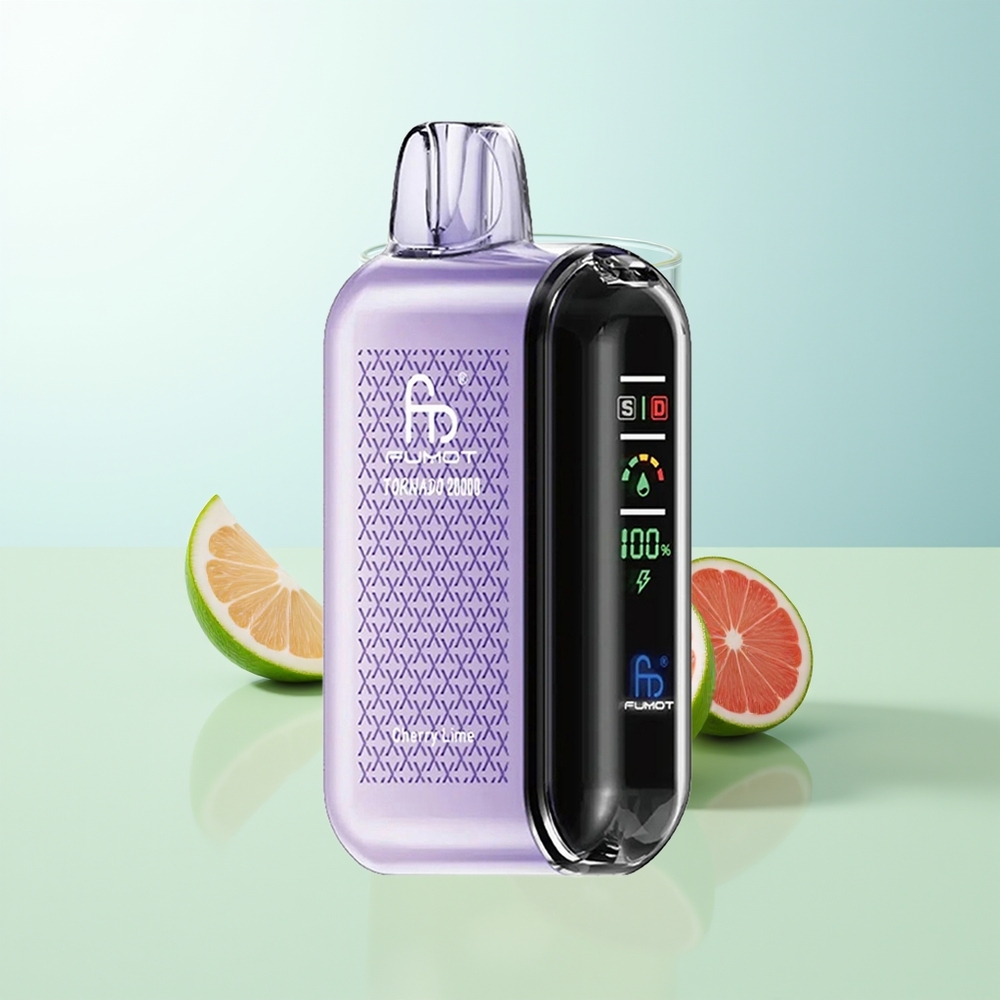 Fumot Tornado 20000 Puffs Cereza Lima Dual Mesh Pantalla Inteligente