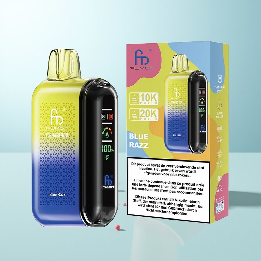 Fumot Tornado 20000 Puffs Dual Mesh Azul Frambuesa Smart Display Airflow Control