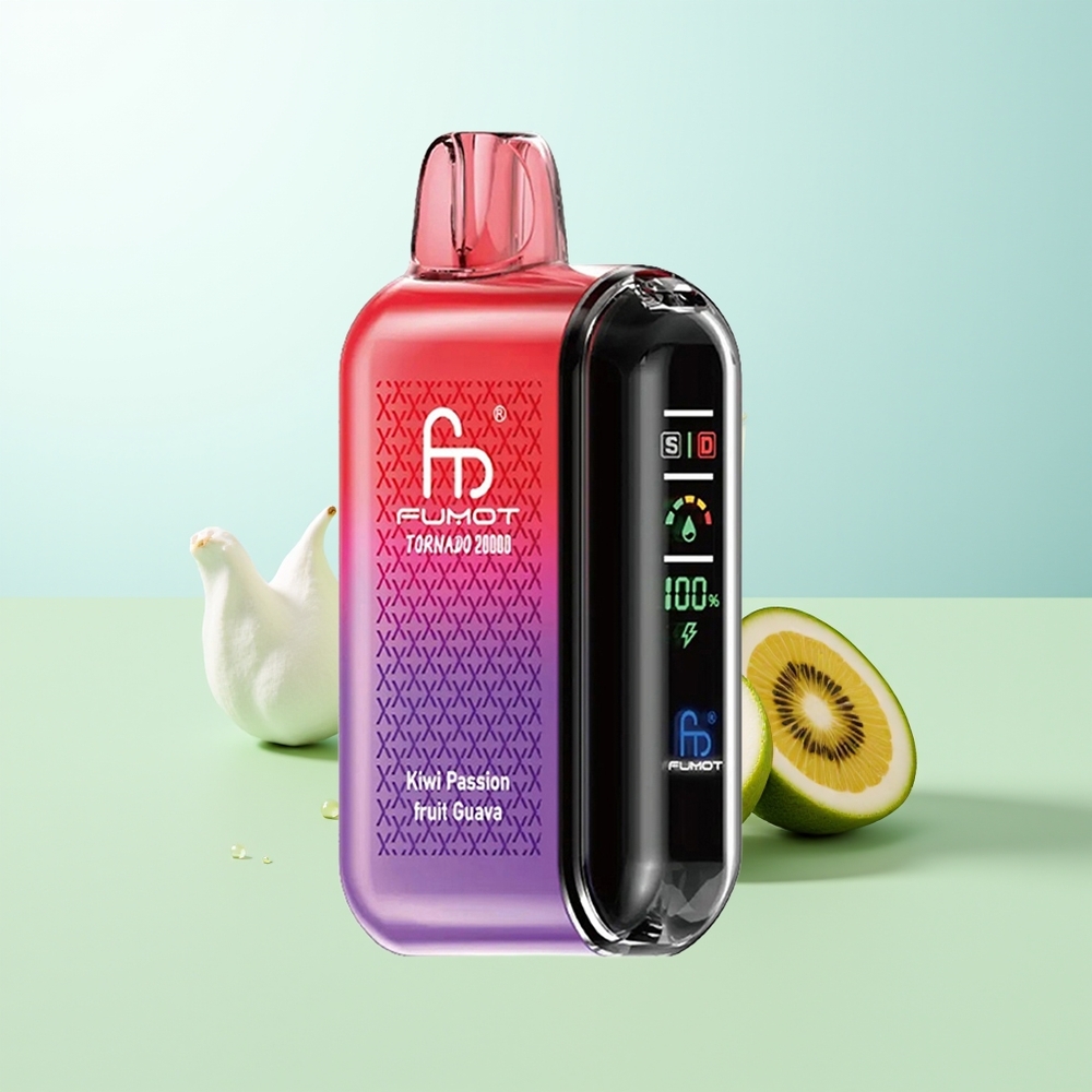 Fumot Tornado 20000 Puffs Kiwi Maracuyá Guayaba Dual Mesh Coil 20ml Pantalla Inteligente