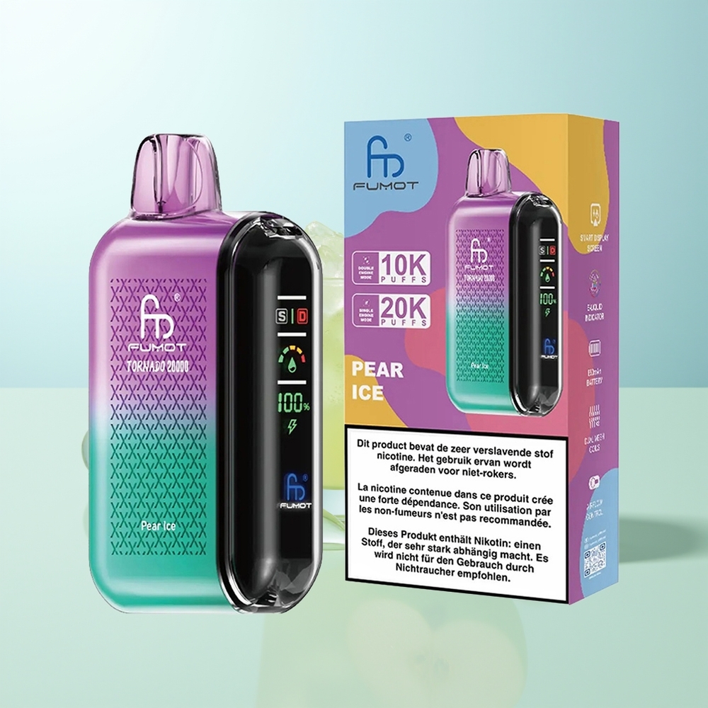 Fumot Tornado 20000 Puffs Pera Hielo Dual Mesh Coil Smart Display Airflow Control