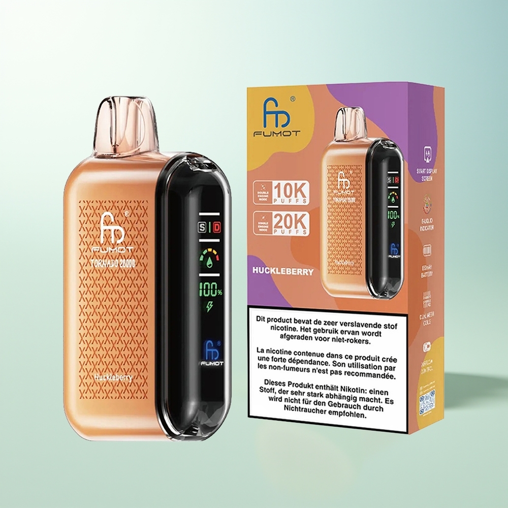Fumot Tornado 20000 Puffs Zarzamora Baya Dual Malla 20ml Pantalla Inteligente