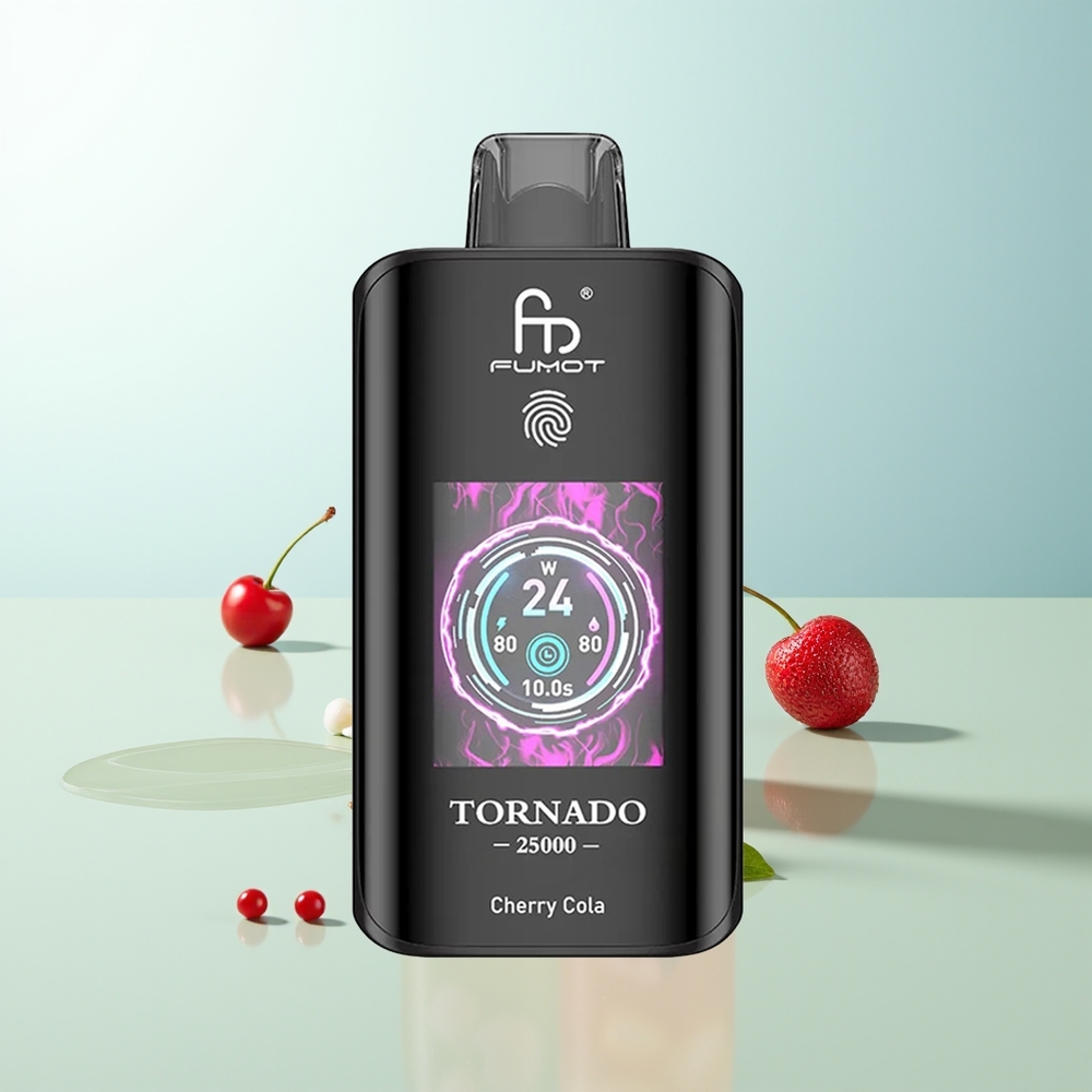 Fumot Tornado 25000 Chupadas Cereza Cola Pantalla HD Batería Recargable 700mAh Tipo-C