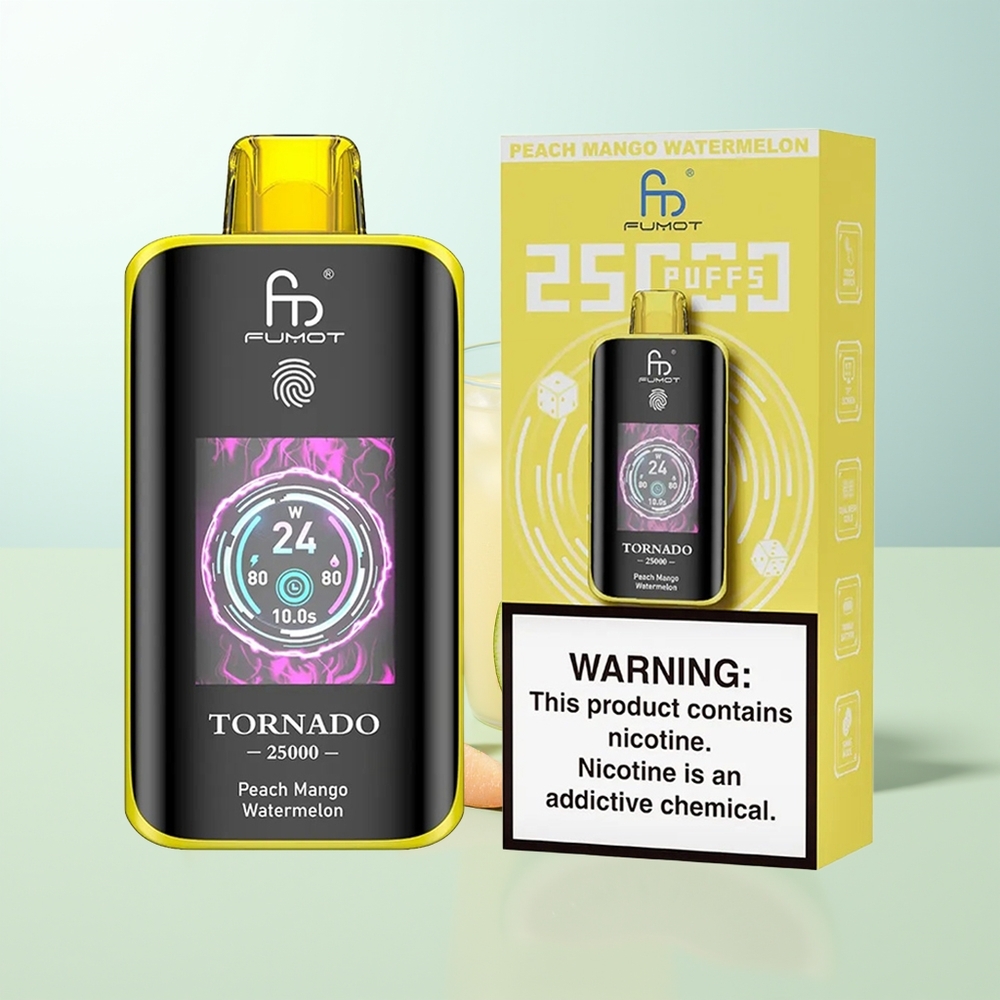 Fumot Tornado 25000 Chupadas Melocotón Mango Sandía Pantalla HD Batería 700mAh Recargable Tipo-C