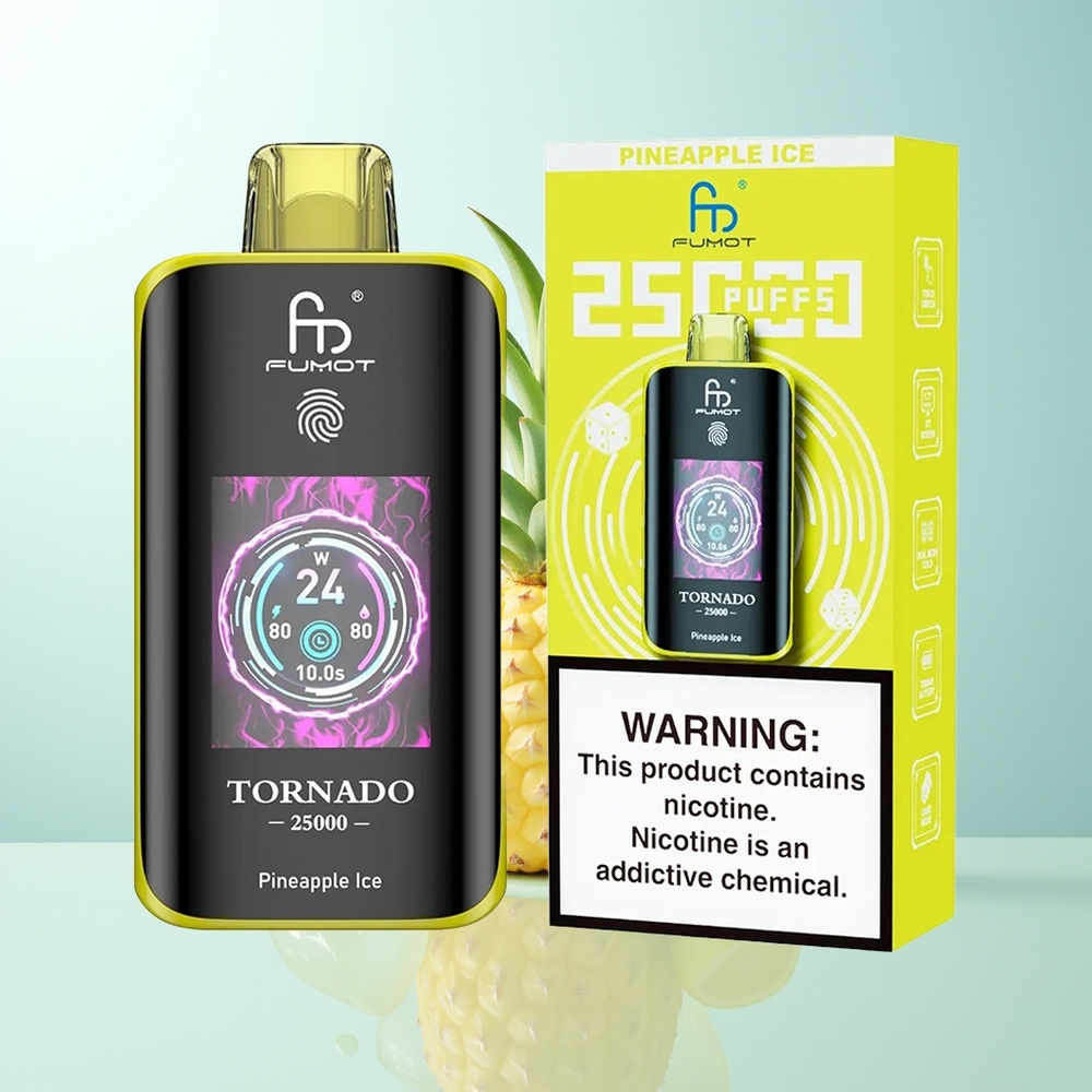 Fumot Tornado 25000 Chupadas Piña Hielo Pantalla HD Batería 700mAh Recargable Tipo-C