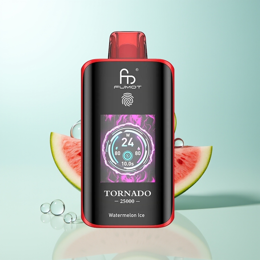 Fumot Tornado 25000 Chupadas Sandía Helada Pantalla HD Batería Recargable 700mAh Tipo-C