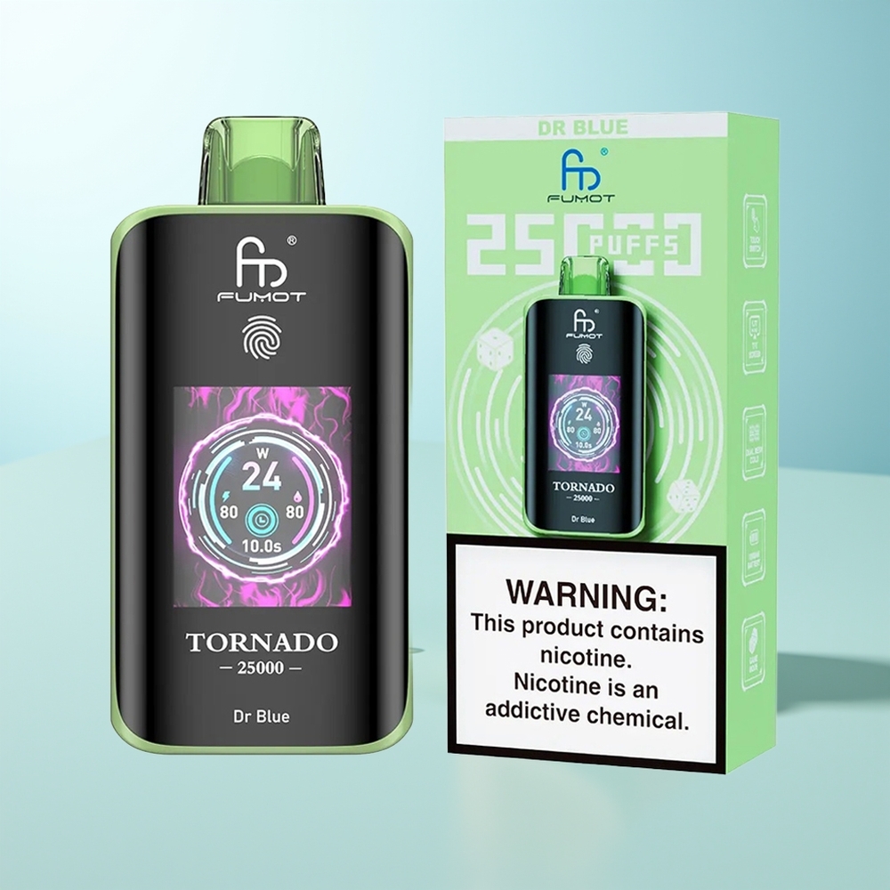 Fumot Tornado 25000 Puffs Dr Azul Pantalla HD Batería Recargable 700mAh Tipo-C