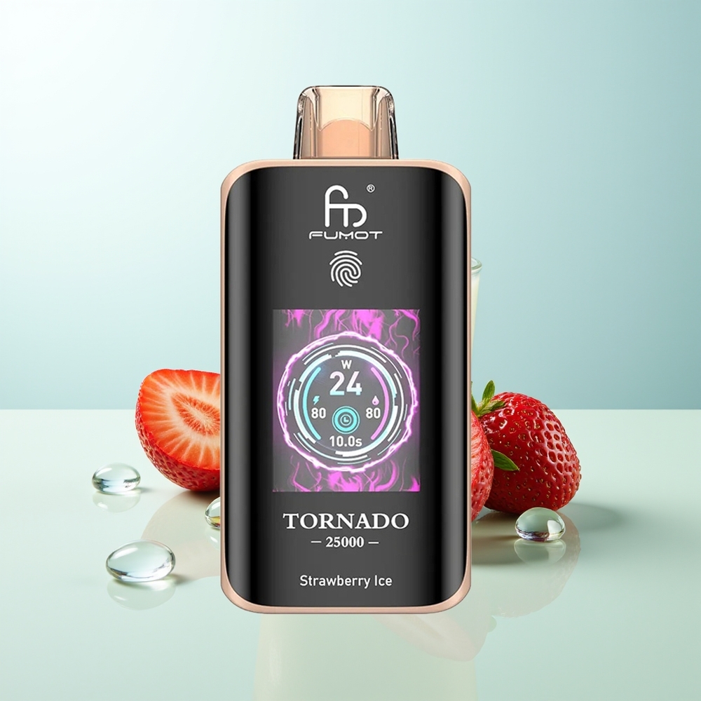 Fumot Tornado 25000 Puffs Fresa Hielo Pantalla HD Batería 700mAh Recargable Tipo-C