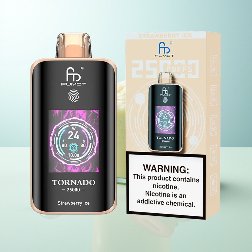 Fumot Tornado 25000 Puffs Fresa Hielo Pantalla HD Batería 700mAh Recargable Tipo-C