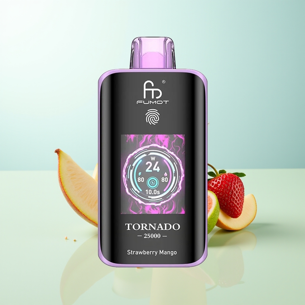 Fumot Tornado 25000 Puffs Fresa Mango Pantalla HD Batería 700mAh Recargable