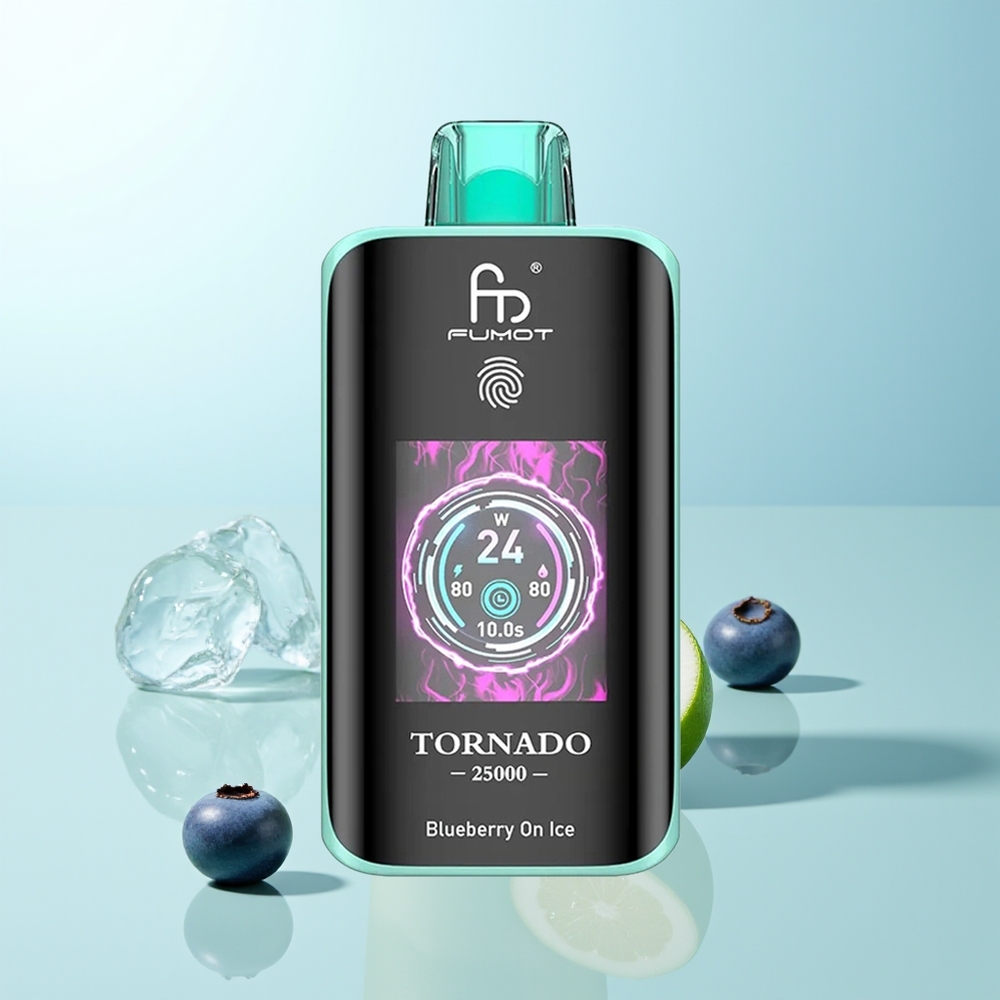 Fumot Tornado 25000 Puffs Vape Disposable Arándano en Hielo con Pantalla HD Batería 700mAh Recargable y Puerto Tipo-C