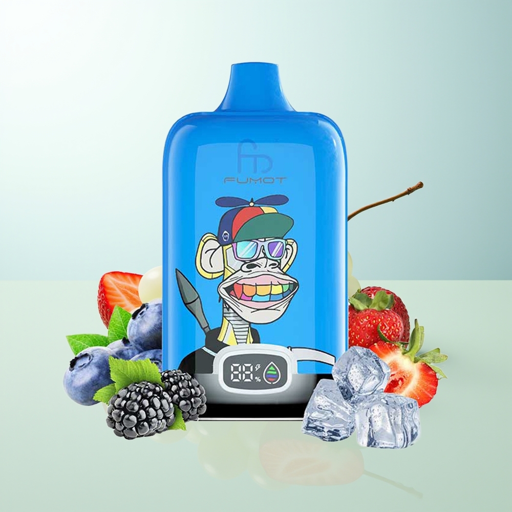 Fumot Tornado Digital Box 12000 Puffs Fresa Uva Digital Box Recargable Tipo-C 20ml