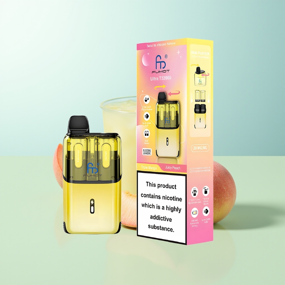 Fumot Ultra T32000 Triple Mango - Melocotón Jugoso 32000 Bocanadas 800mAh 24ml Tipo-C 20mg Malla Avanzada