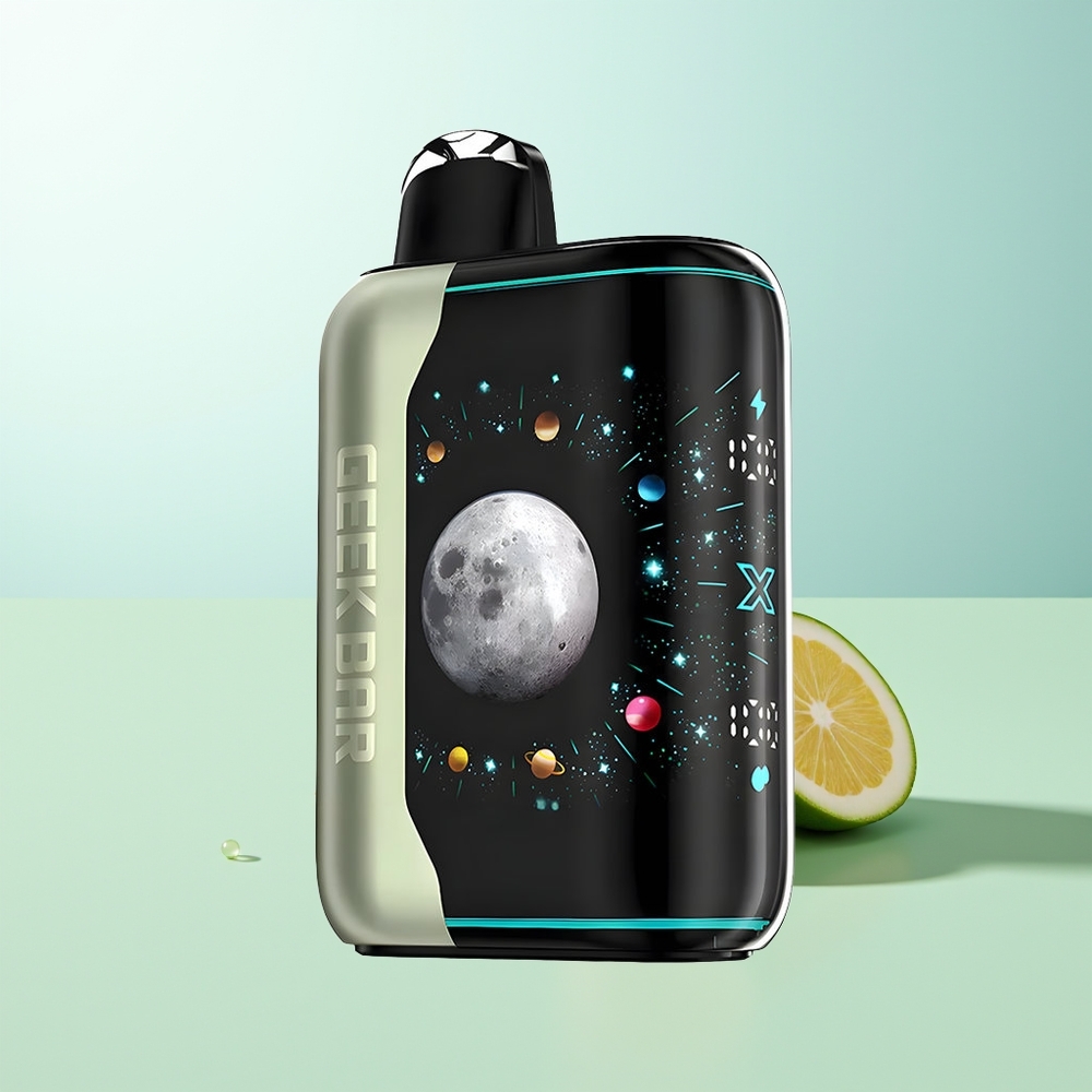 GEEK BAR Platinum Edition 25000 Chupadas Menta Miami Acabado en Acero Platino Mate Pantalla Curva 3D Dinámica Carga Rápida USB-Type C Doble Malla 20mL 2 Nicotina
