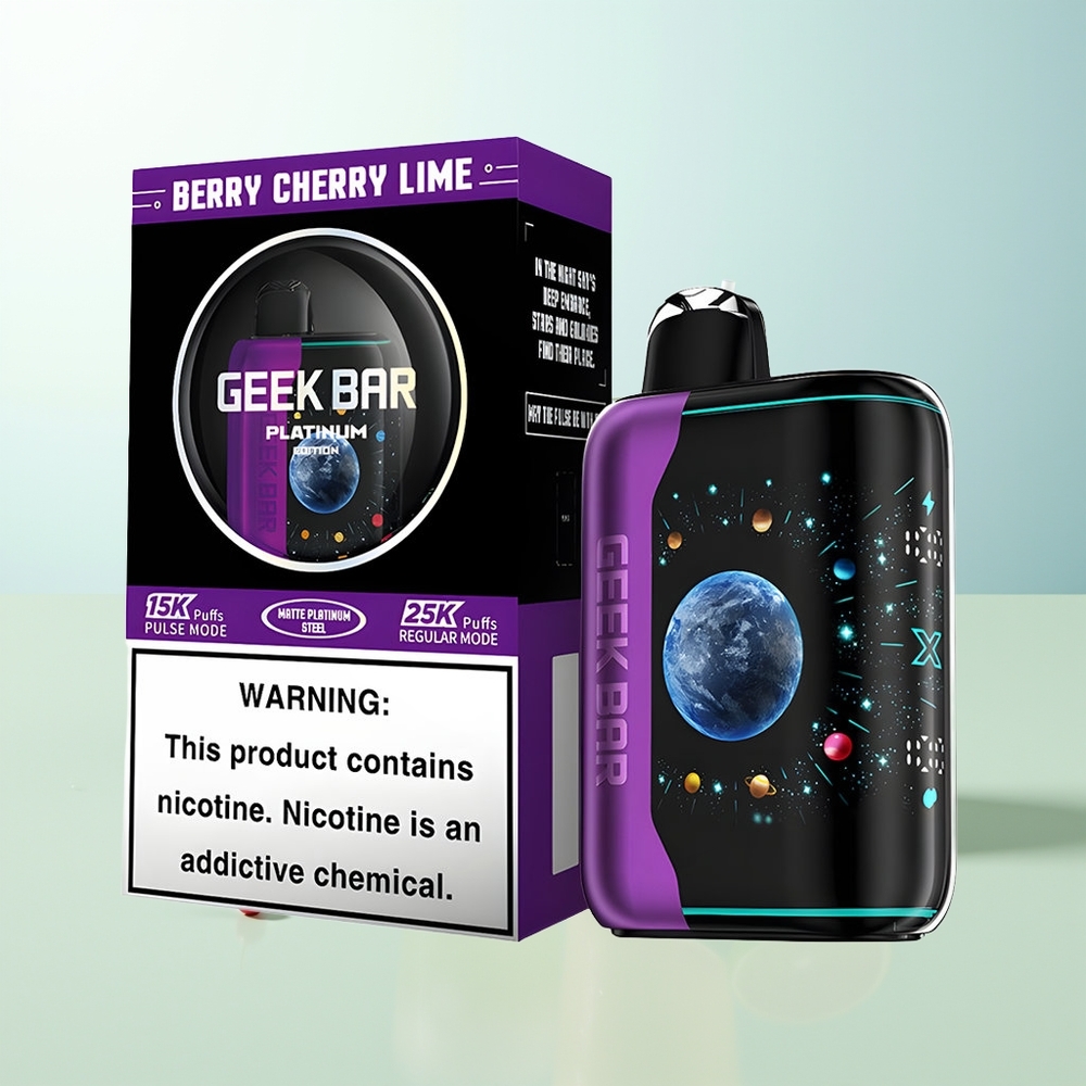 GEEK BAR Platinum Edition 25000 Puffos Bayas Cereza Lima Pantalla 3D Carga Rápida
