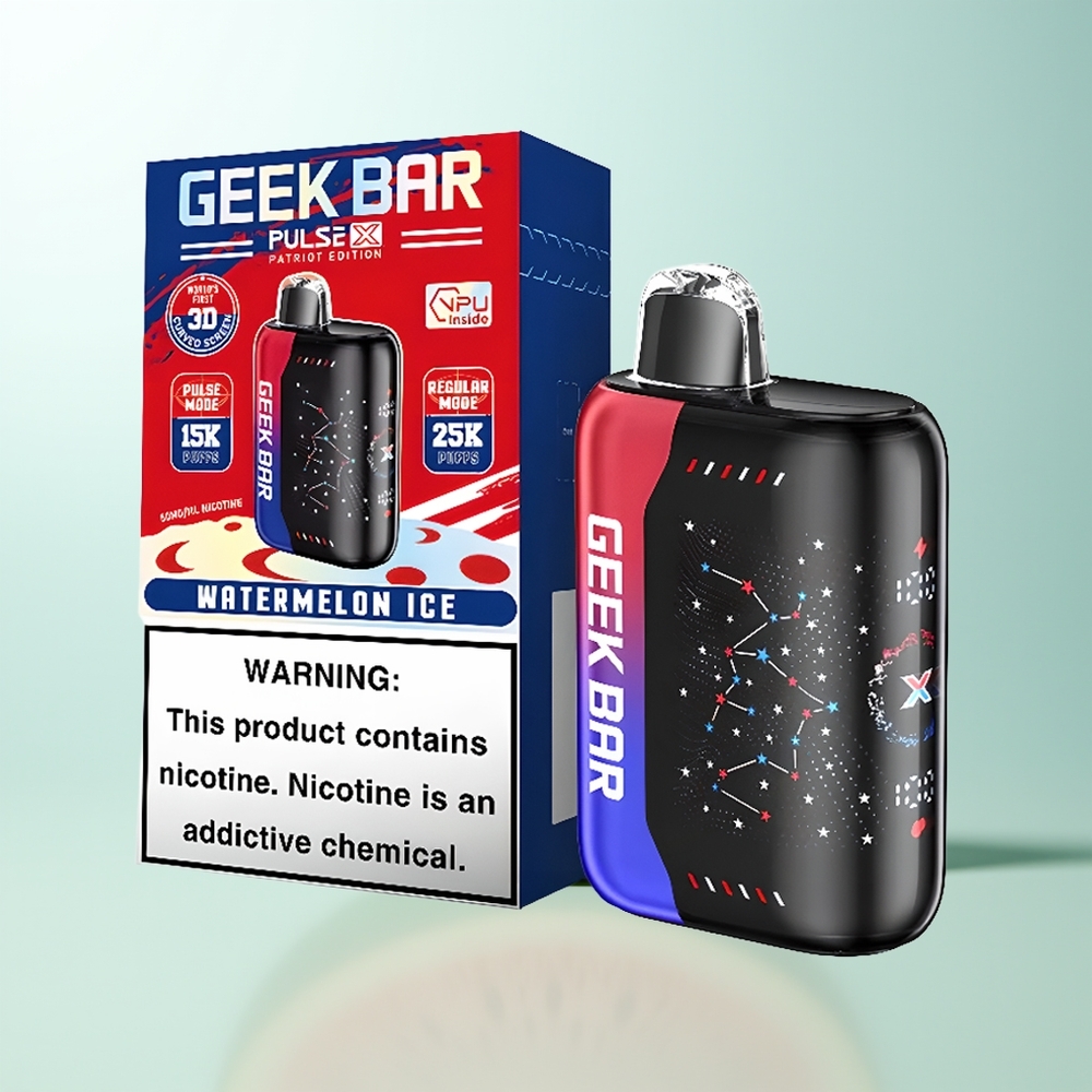 GEEK BAR Pulse X 25000 Puffs Vape Disposable Edición Patriota con Pantalla Curva 3D y USB Tipo-C