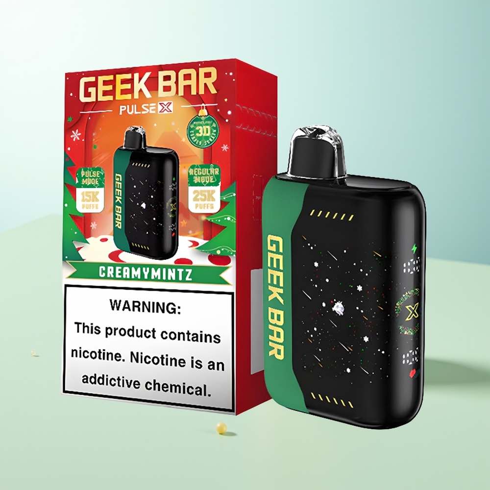 GEEK BAR Pulse X 25000 Puffs Vape Edición Navideña con Pantalla Curva 3D y Doble Malla