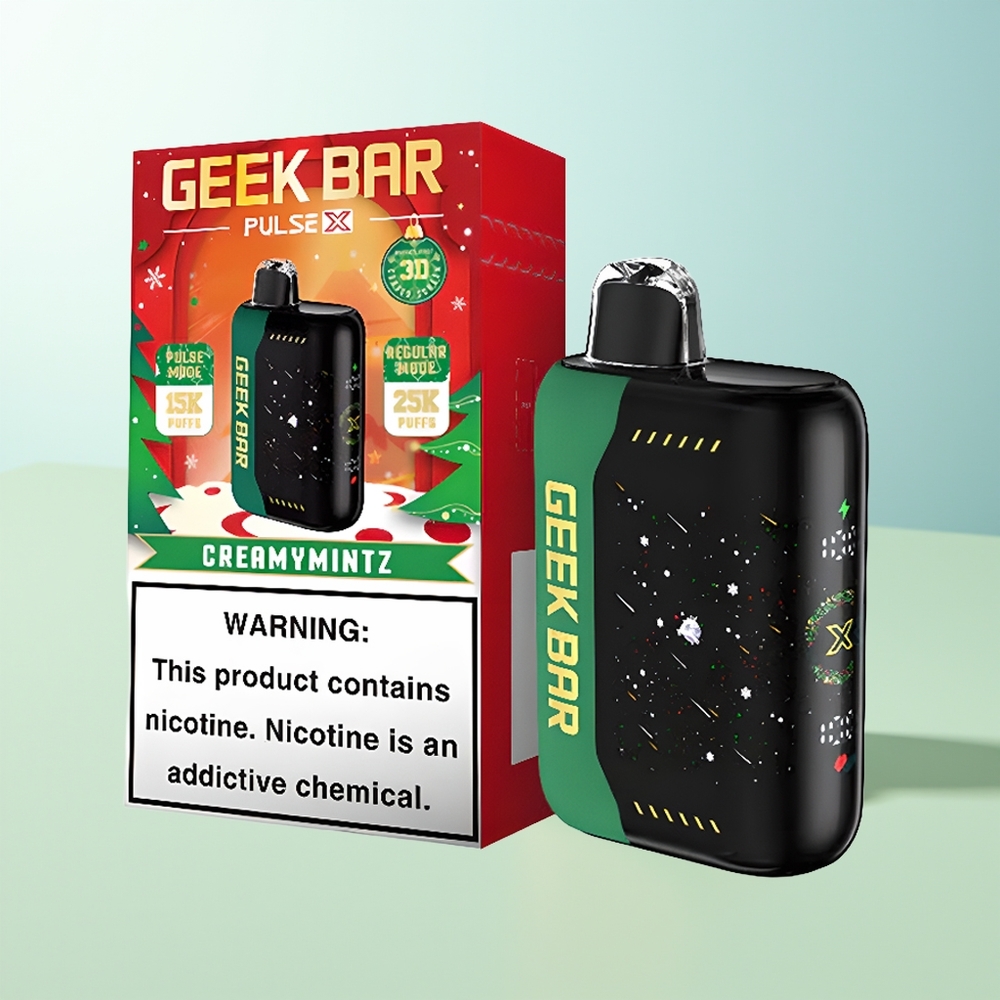 GEEK BAR Pulse X 25000 Puffs Vape Edición Navideña con Pantalla Curva 3D y Doble Malla