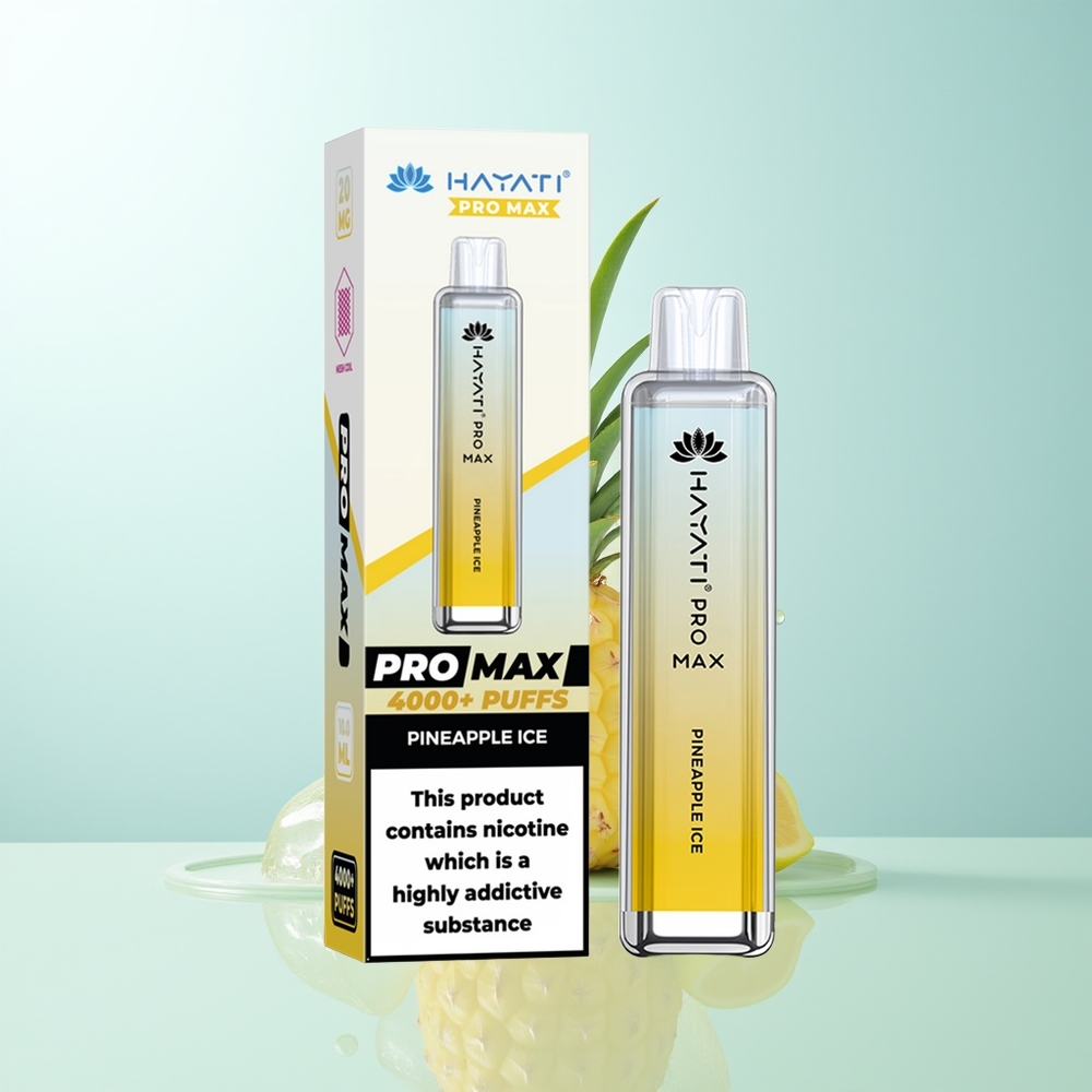 Hayati Pro Max 4000 Bocas Piña Hielo Vape Desechable Recargable 1400mAh LED Cristal TPD