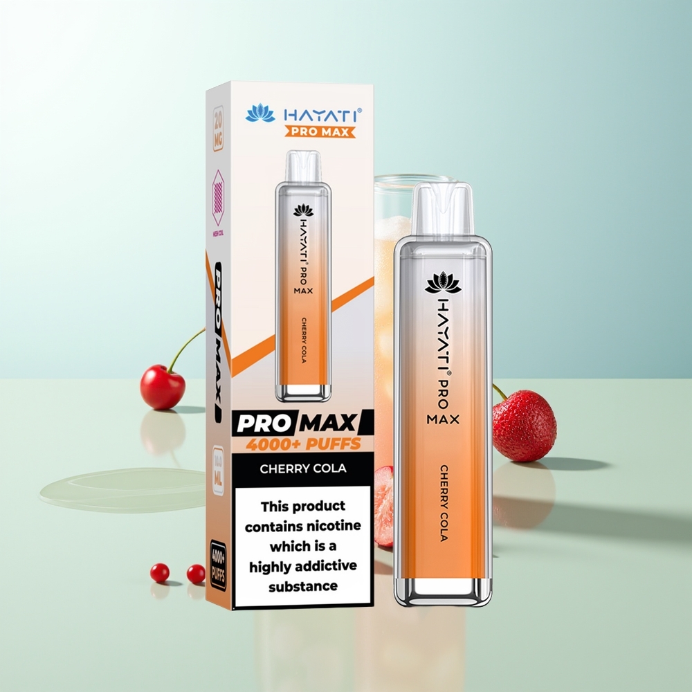 Hayati Pro Max 4000 Caladas Vape Cereza Cola Recargable LED 1400mAh Dual Coil