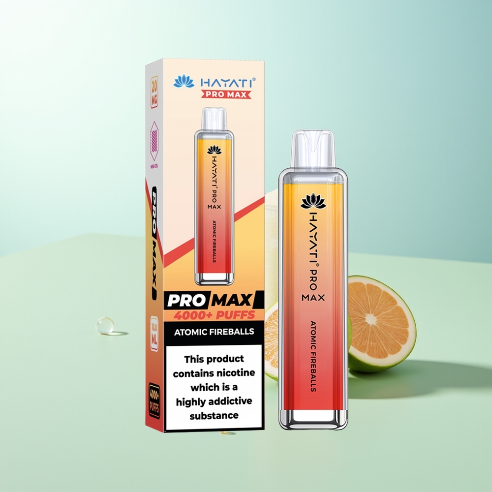 Hayati Pro Max 4000 Caladas Vape Desechable Bolas de Fuego Atómicas 2 5 Nicotina Dual 11 Ohm Mesh LED 1400mAh Recargable